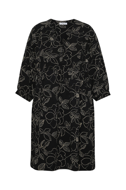 Kurzes Kleid aus bedrucktem Viskose mit Blumenmuster-Paprika-11