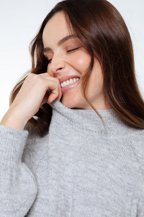 Einfarbiger Pullover mit Lurex-Paprika-5