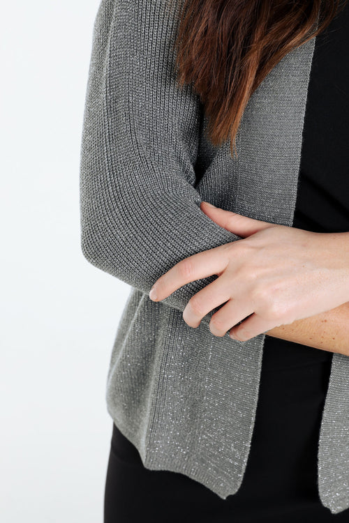 Kurzer, unifarbener Cardigan aus Viskose mit Lurex-Paprika-5