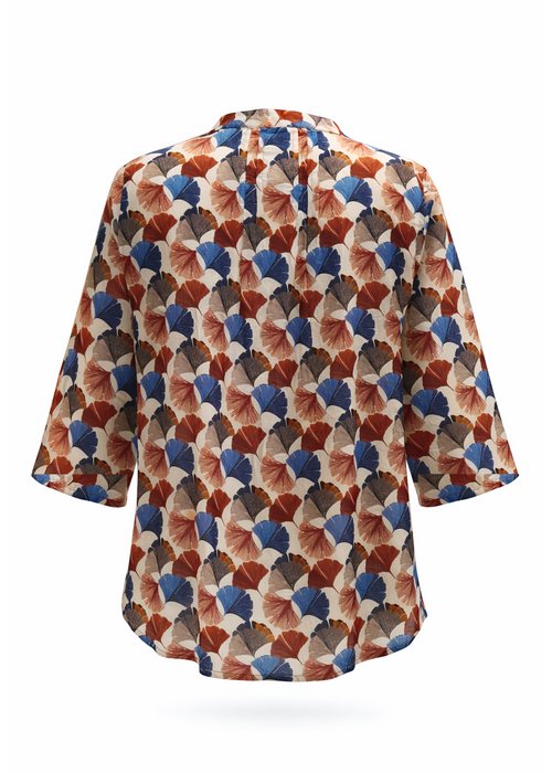 Baumwoll-Tunika mit Ginkgo-Blattmuster-Paprika-2