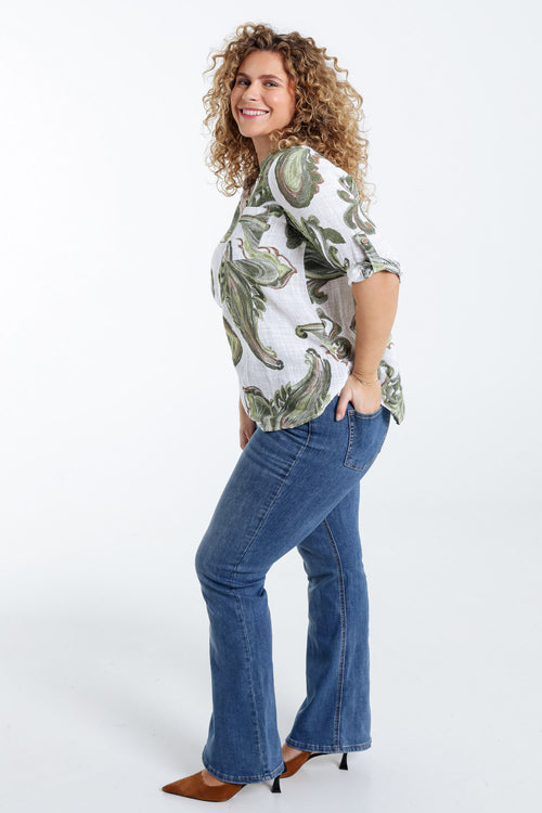 Bluse aus bedrucktem Baumwollvoile mit Paisleymuster-Paprika-9