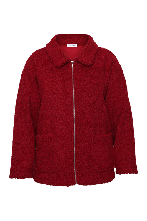 Einfarbiger Teddy-Mantel-Paprika-8