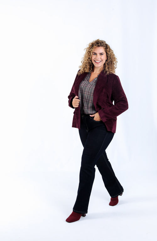 Unifarbener Cordblazer-Paprika-7
