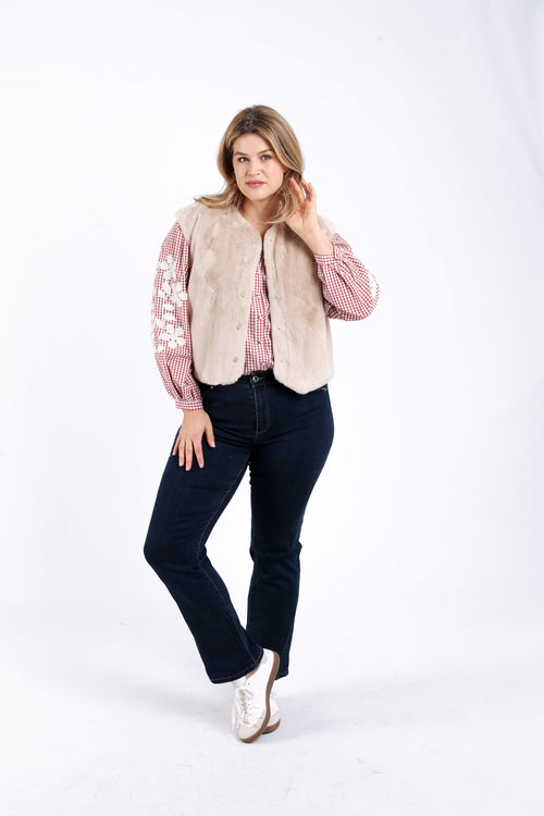 Chemise en coton imprimé vichy-Paprika-7