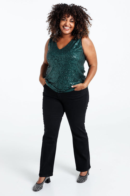 Unifarbenes, gerade geschnittenes Top mit Pailletten-Paprika-9