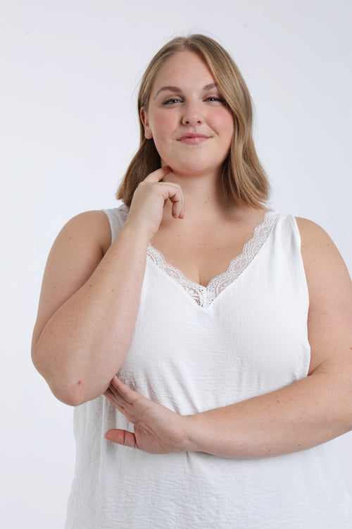 Top uni avec dentelle-Paprika-2