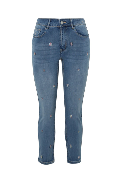 7/8 Slim-Jeans mit gestickten Blumen-Paprika-10