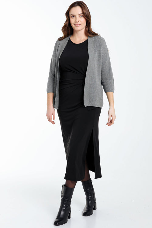 Kurzer, unifarbener Cardigan aus Viskose mit Lurex-Paprika-7