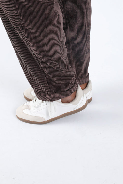 Pantalon chino 7/8 en velours uni-Paprika-6