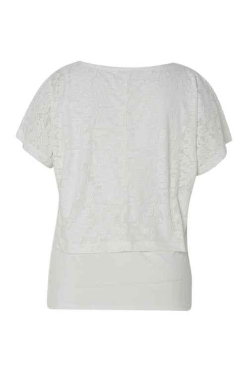 T-Shirt 2 in 1 uni aus Netzstoff-Paprika-2