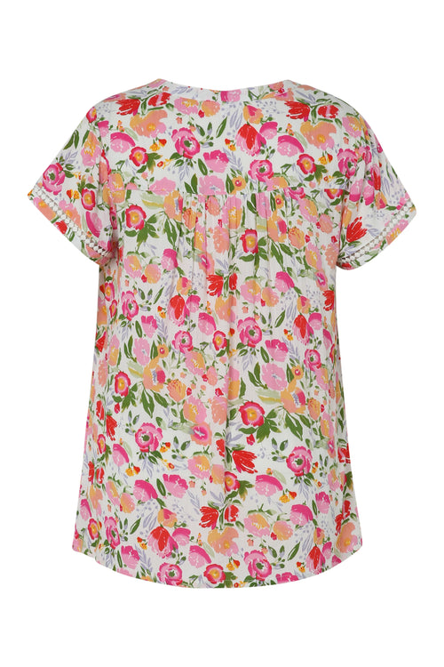 Bluse aus bedruckter Viskose mit floralem Muster-Paprika-11