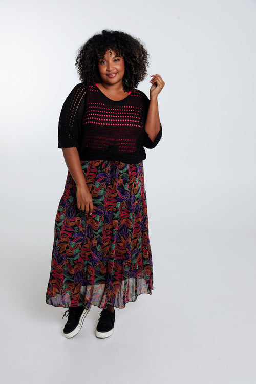 Kurzer, unifarbener Pullover aus Viskose-Paprika-8