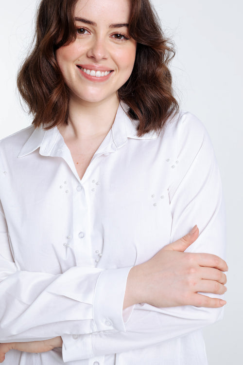 Unifarbenes Popeline-Hemd mit Perlen-Paprika-7