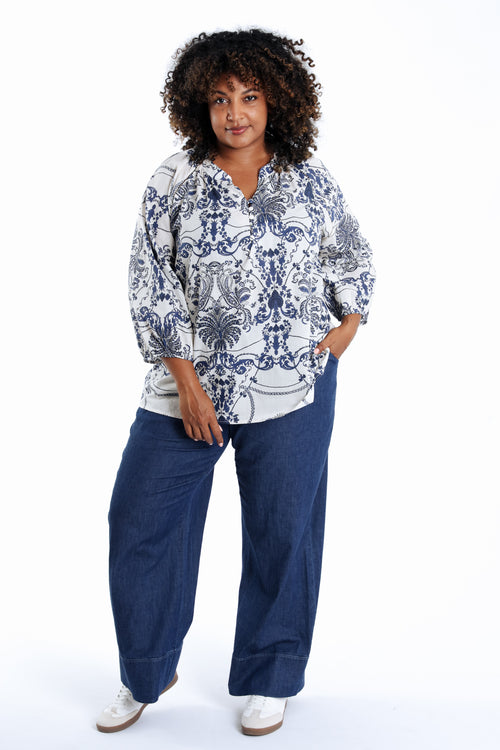 Bluse aus Baumwolle mit floralem Druck-Paprika-7