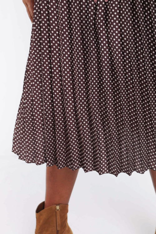 Robe longue satinée plissée à pois-Paprika-4