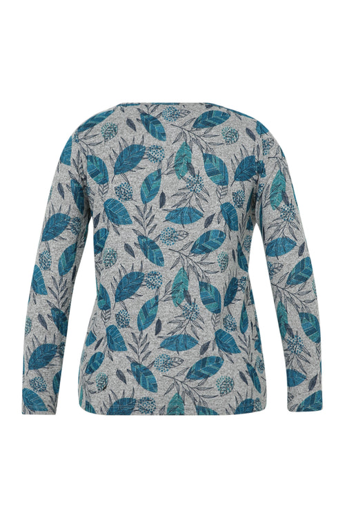 Warmes gestricktes T-Shirt mit Blattmuster und Strasssteinen-Paprika-11