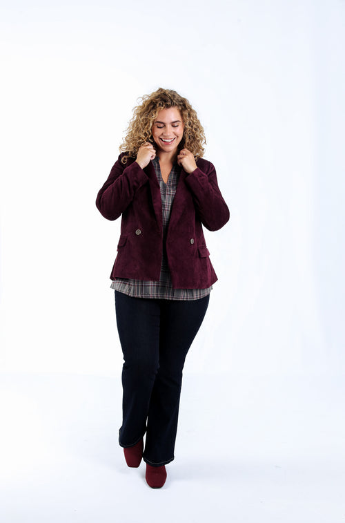 Unifarbener Cordblazer-Paprika-6