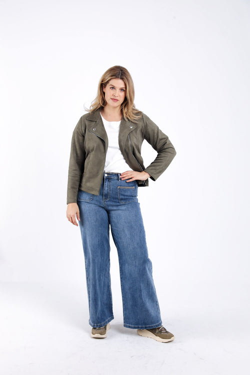 Wildlederimitat Bikerjacke-Paprika-5