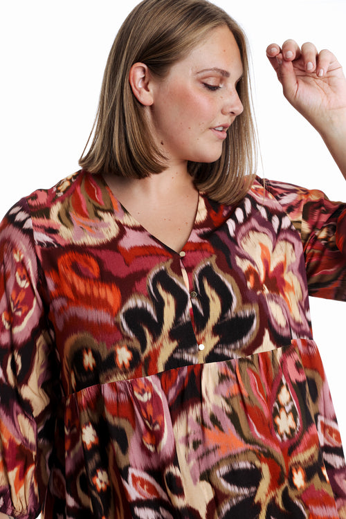 Kleid aus Viskose mit Paisley-Muster-Paprika-5