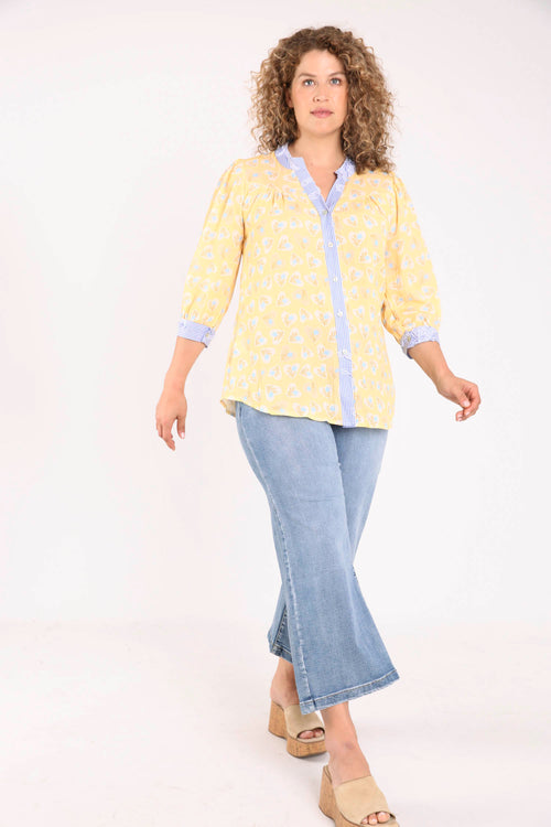 Bedruckte Viskosebluse mit Blumen und Streifen-Paprika-7