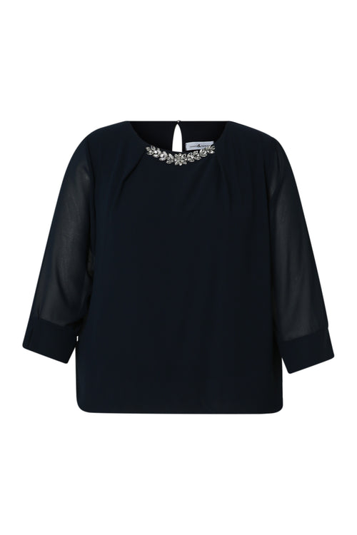 Einfarbige Bluse mit Schmuck-Paprika-10