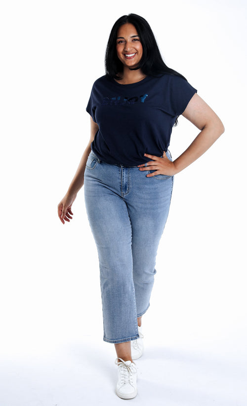 Jeans slim 7/8 Louise avec détail broderie-Paprika-6