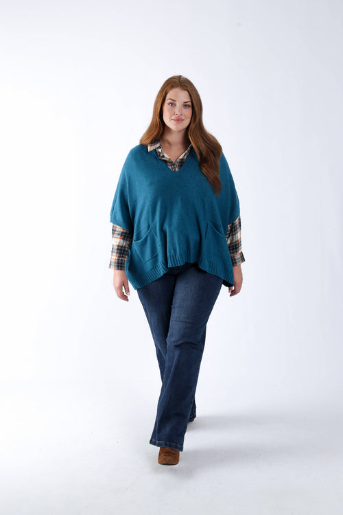 Einfarbiger kurzer Pullover aus Viskose-Paprika-6