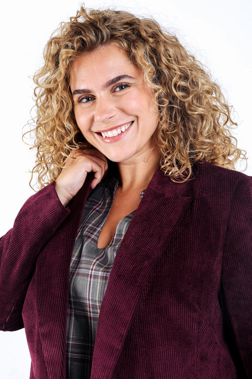 Unifarbener Cordblazer-Paprika-3