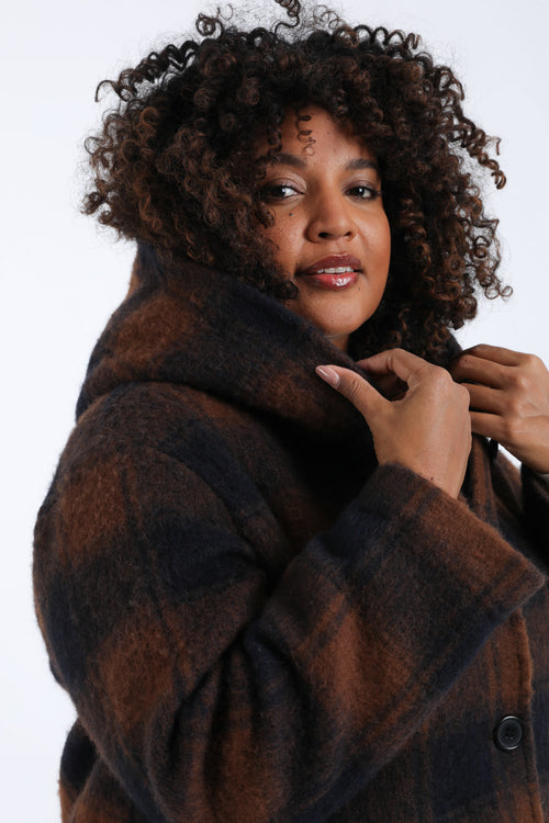 Karierter Wollmantel mit Kapuze-Paprika-7