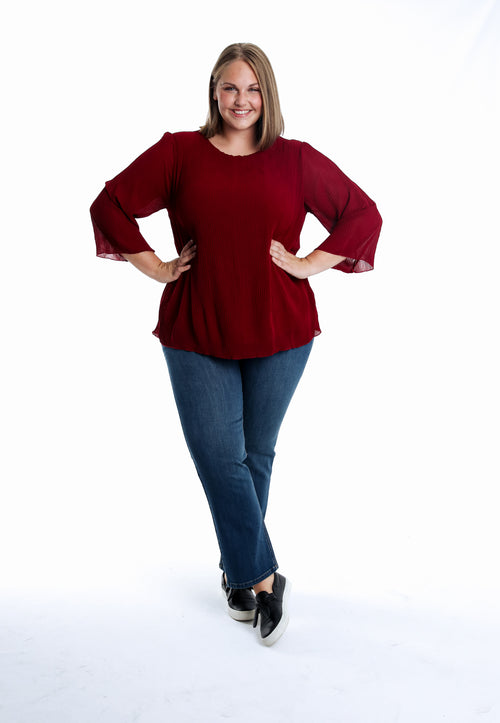 Blouse plissée unie-Paprika-5
