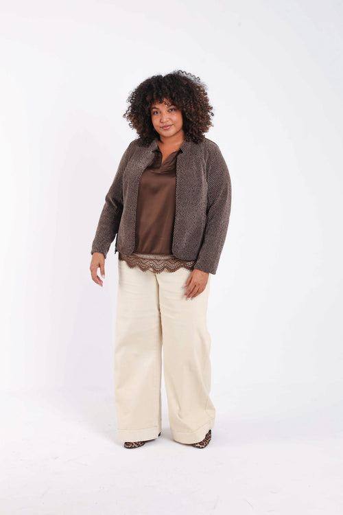 Zweifarbige Jacquard-Jacke mit Lurex-Paprika-8