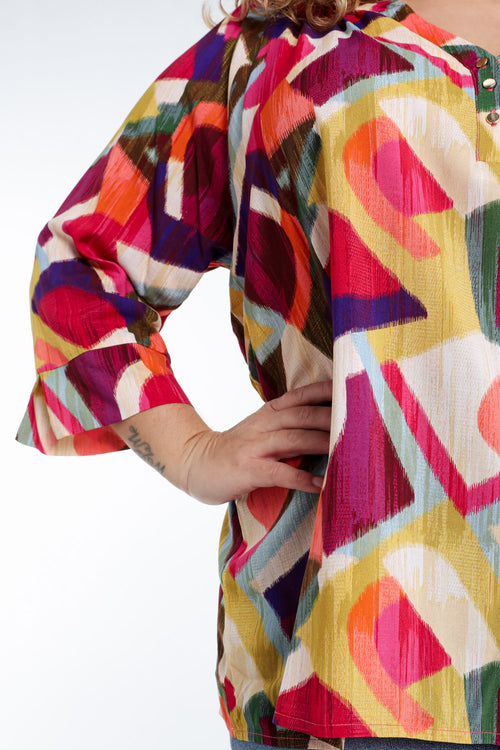 Bluse aus Viskose mit grafischem Muster-Paprika-4