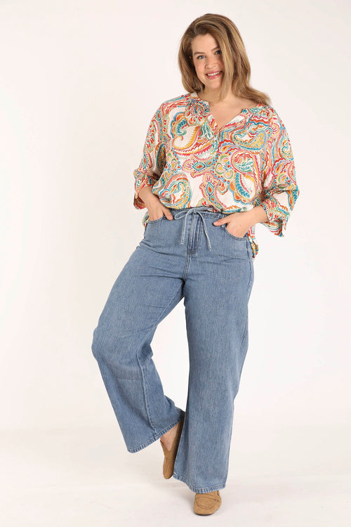 Bluse aus bedrucktem Viskose mit Paisley-Muster-Paprika-9