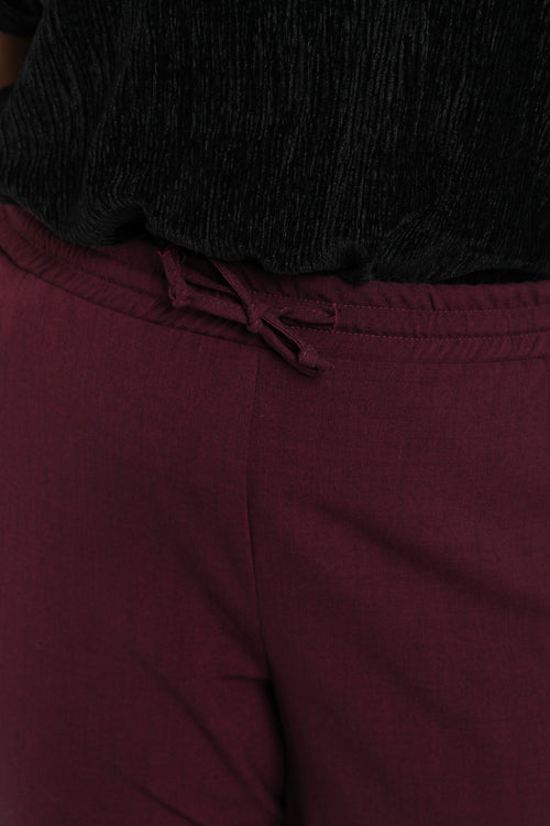 Einfarbige weite Hose-Paprika-4