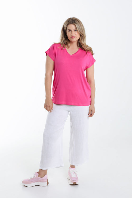 Unifarbenes Viskose-T-Shirt-Paprika-7