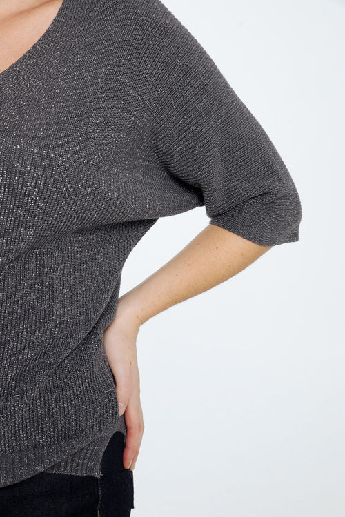 Einfarbiger Pullover mit Lurex-Paprika-6