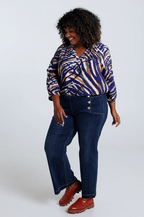 Raglanbluse aus Viskose mit Zebradruck-Paprika-9