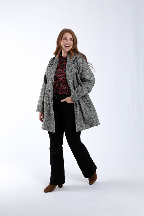 Midilanger Mantel mit Chevron-Muster-Paprika-8