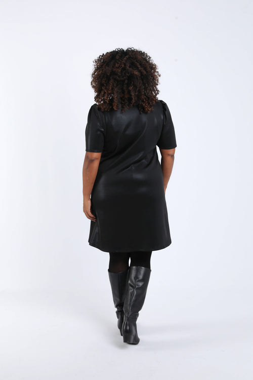 Einfarbiges Kleid mit Satin-Effekt-Paprika-1