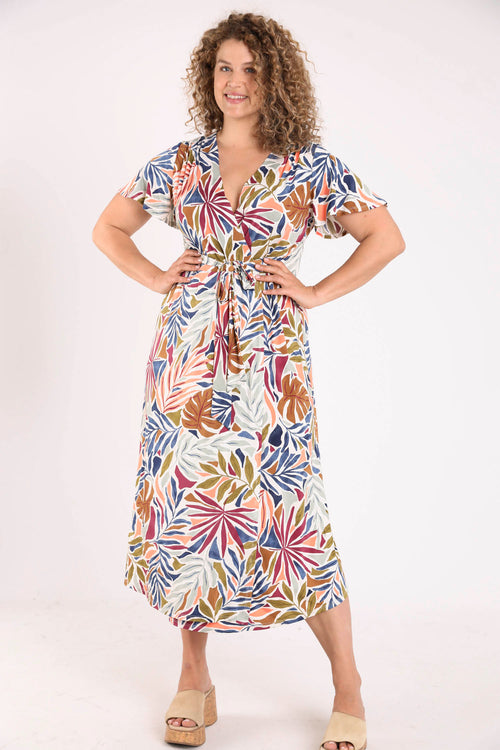 Bedrucktes Wickelkleid mit Blumenmuster-Paprika-8