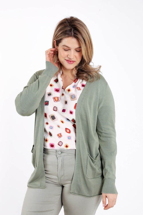 Cardigan fin en viscose uni-Paprika-2