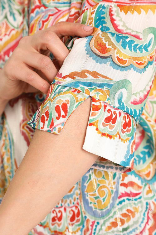 Bluse aus bedrucktem Viskose mit Paisley-Muster-Paprika-6