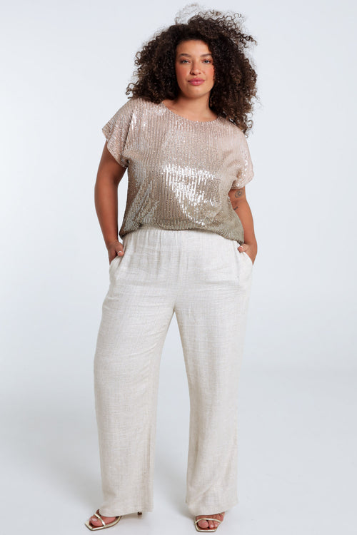 Leinen- und Viskosehose mit Lurex-Details-Paprika-7