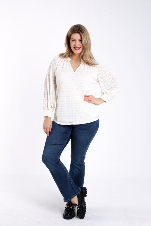 Einfarbige Spitzenbluse-Paprika-8