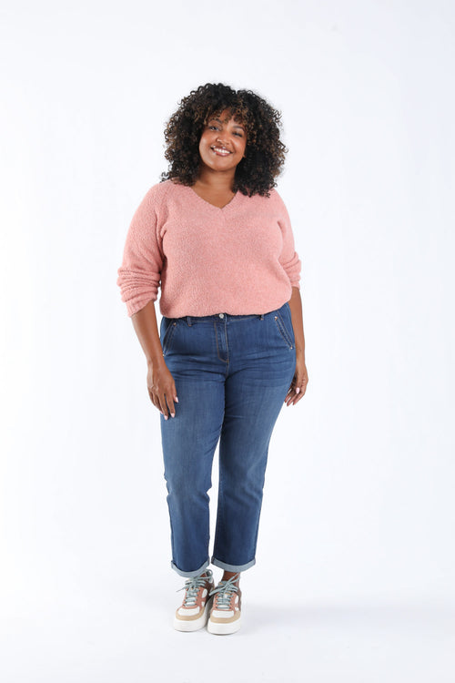 Pull maille bouclette uni-Paprika-8