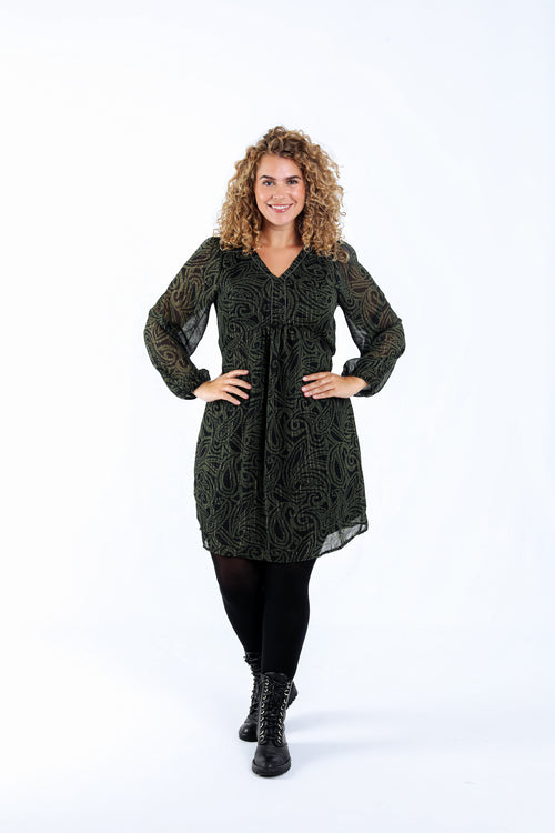 Kurzes Kleid mit folkloristischem Muster-Paprika-6