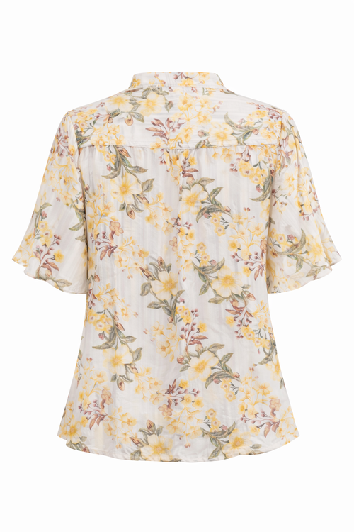 Bedrucktes Voile-Top mit Blumenmuster und Lurex-Paprika-2