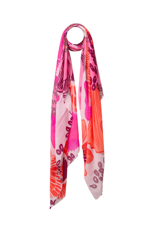 Schal mit Blumenmuster-Paprika-1
