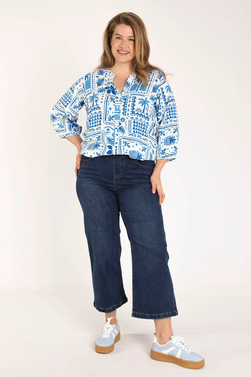 Bedruckte Viskose-Bluse im Patchwork-Stil-Paprika-7