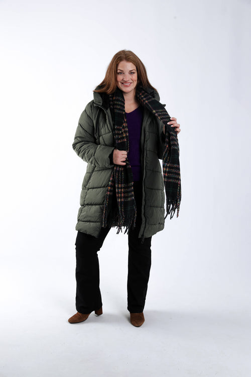 Uni langer Daunenmantel-Paprika-9